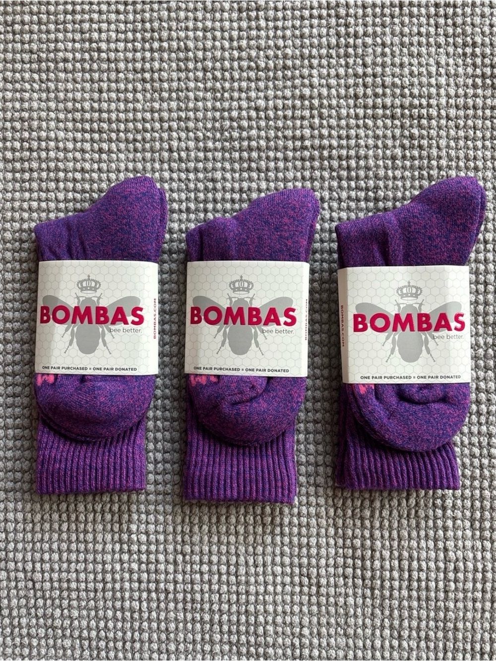 Bombas Womens Calf Socks (S) magic purple 3 pairs bundle NWT